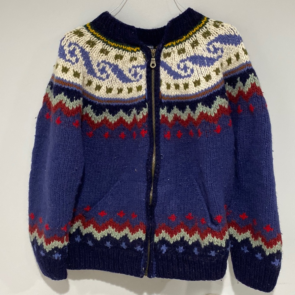 🧸 Vintage Tejidos Imalaya 100% Wool Sweater Zip Up Jacket 🧸